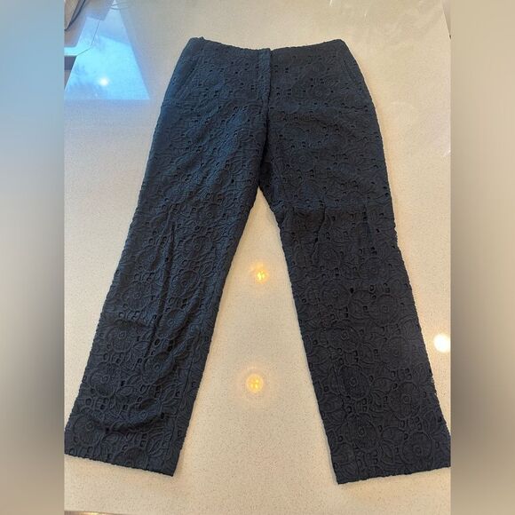 Elie Tahari Women's Black Floral Embroidered Lace Overlay Melissa Pants Size 4 - Picture 2 of 14